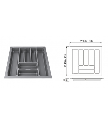 ecoWare Kitchen ABS Cutlery Tray - Dark Grey