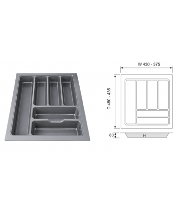 ecoWare Kitchen ABS Cutlery Tray - Dark Grey