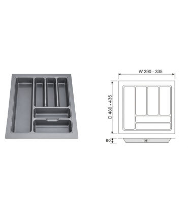 ecoWare Kitchen ABS Cutlery Tray - Dark Grey