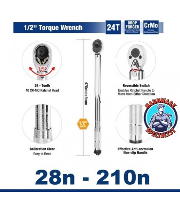 Hardware Specialist Square Drive Torque Wrench