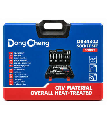 DongCheng D034302 108 Pieces CR-V Socket Set with 72-Tooth Ratchets