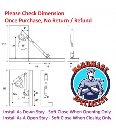 ecoWare S-NSD-39 Lid Support Down Stay - Nickel
