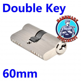 HardwareSpecialist Double Key Cylinder Lock Satin Nickel - 60mm / 70mm