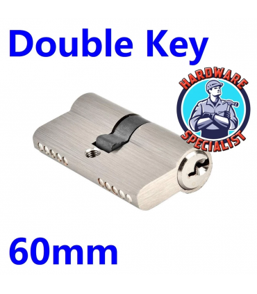 HardwareSpecialist Double Key Cylinder Lock Satin Nickel - 60mm / 70mm