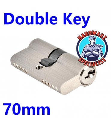 HardwareSpecialist Double Key Cylinder Lock Satin Nickel - 60mm / 70mm