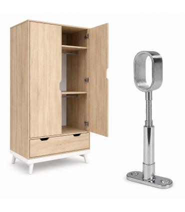 Wardrobe Adjustable Height Hanging Rail Middle Support Bracket