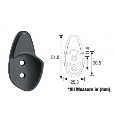 ecoWare BK-HROV-DG Aluminium Oval Hanging Rod Bracket - Dark Grey