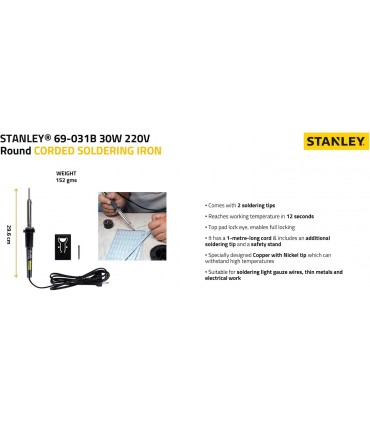 Stanley 69-031B 30W 220V Round Corded Soldering Iron