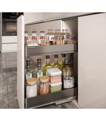 Hafele Utensio Plus H2 Kitchen Base Cabinet Pull-Out Organizer - Anthracite