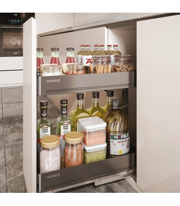 Hafele Utensio Plus H2 Kitchen Base Cabinet Pull-Out Organizer - Anthracite