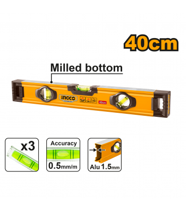 Ingco HSL08040 40cm Heavy Duty Accurate Vials Spirit Level