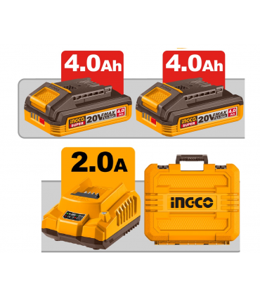 Ingco CRHLI222085 20V Lithium-ion Brushless 4-Mode Rotary Hammer Drill Set