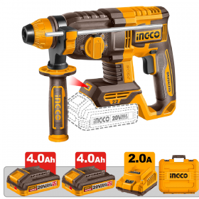 Ingco CRHLI222085 20V Lithium-ion Brushless 4-Mode Rotary Hammer Drill Set