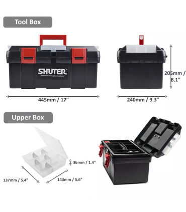 Shuter TB-902/TB-905 11L Professional Tool Box with 1 Tray and Plastic Locks