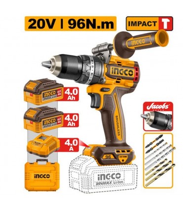 Ingco CIDLI209688 20V 96Nm Brushless Cordless Impact Drill with Jacob Chuck