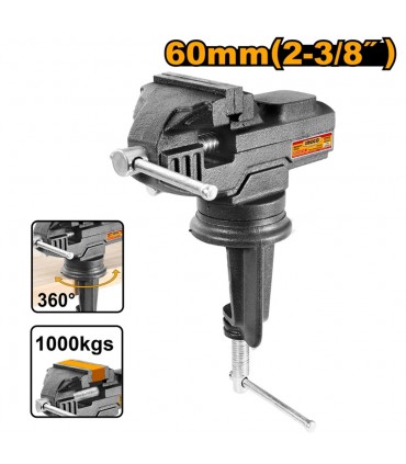 Ingco HBV082 60mm Portable Bench Vise with Swivel Base and Anvil