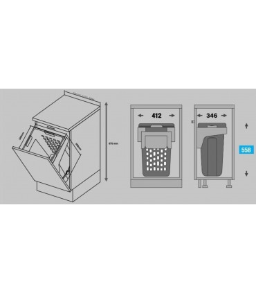 ecoWare LH-48L 30kg Flip Down Laundry Hamper - White