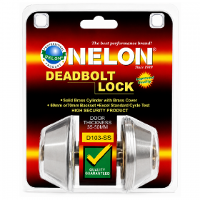Nelon D103-SS 60mm/70mm Backset Solid Brass Deadbolt Lock