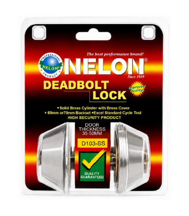 Nelon D103-SS 60mm/70mm Backset Solid Brass Deadbolt Lock