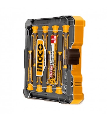Ingco HKSD0818 8 Pcs Magnetic Tips Ergonomic Handle Precision Screwdriver Set