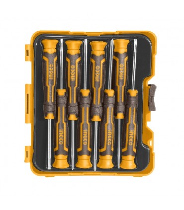Ingco HKSD0818 8 Pcs Magnetic Tips Ergonomic Handle Precision Screwdriver Set