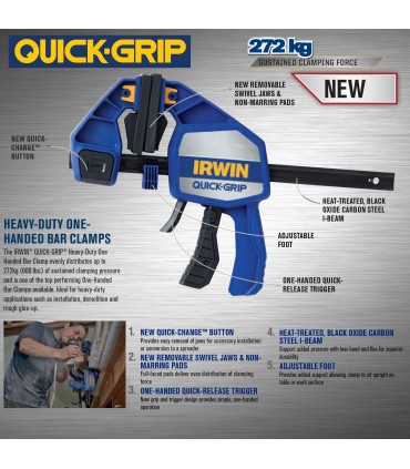Irwin Quick Grip Heavy Duty One Handed Bar Clamp