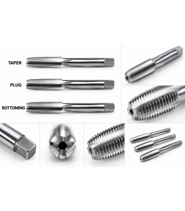 HTD Metric Thread HSS (SKH) JIS Grade II 3-Piece Hand Tap Set