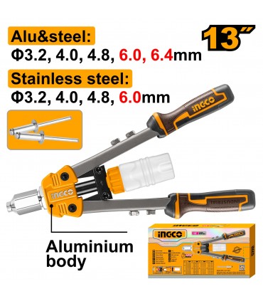 Ingco HR131 13 Inch Heavy Duty Aluminium & Steel Hand Riveter