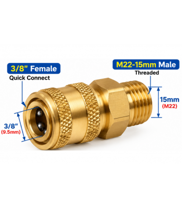 Hardware Specialist 3/8 Female Quick Connect To M22-15mm Male Threaded Connector