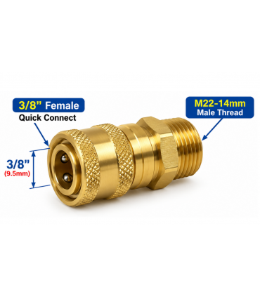 Hardware Specialist 3/8 Female Quick Connect To M22-14mm Male Threaded Connector