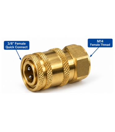 Hardware Specialist 3/8 Inch Female Quick Connect to M14 Female Threaded Connector