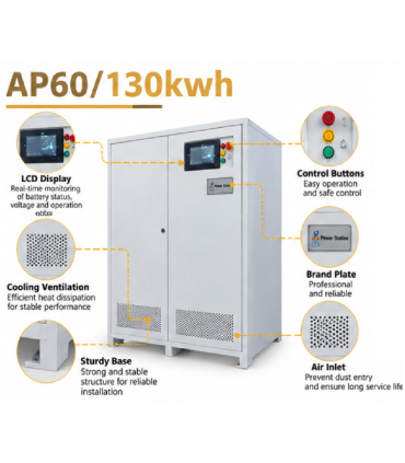 Super Sun DADE AP60 60kW Industrial Battery Energy Power Station with 130kWh LiFePO4 Battery
