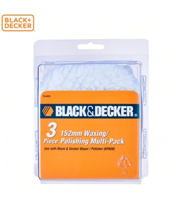 Black and Decker 152mm Waxing And Polishing Pad - 3 Piece