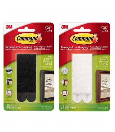 3M Command Large Picture Hanging Strips 17206 (Black / White)