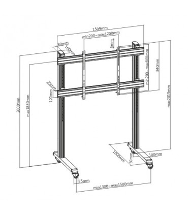Titan SGB131 70'' - 120'' Mobility Stand TV Bracket - Black