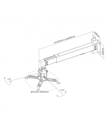 Titan SGB612  8.9'' - 12.4'' Projector Mount TV Bracket  - Black