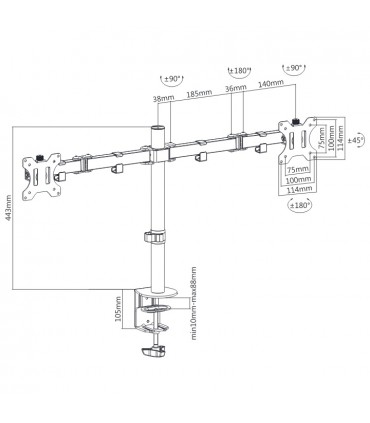 Titan  SGB332 13'' - 32'' Dual Monitor Mount TV Bracket - Black