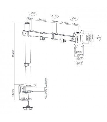 Titan SGB331 13'' - 32'' Single Monitor Mount TV Bracket - Black