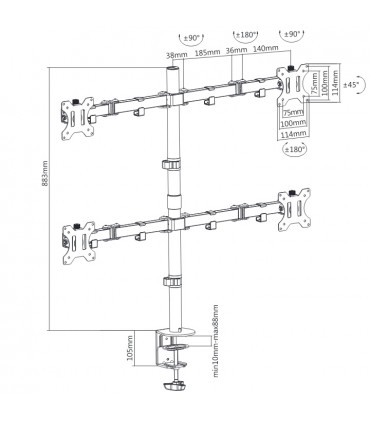 Titan SGB334 13''-32'' Monitor Mount Solutions TV Bracket - Black
