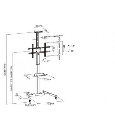 Titan SGB121 37''- 55'' Mobility Stand  TV Bracket - Black