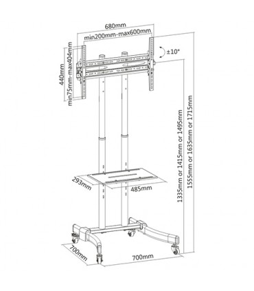 Titan SGB111 37'' - 55'' Mobility Stand TV Bracket - Black