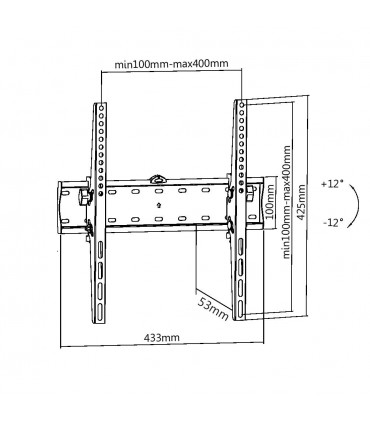 Titan SGB430 53 mm Fit Wall Tilting Mount TV Bracket - Black