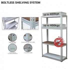 Heavy Duty Boltless Rack Shelving (400kg Capacity)