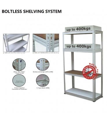 Heavy Duty Boltless Rack Shelving (400kg Capacity)