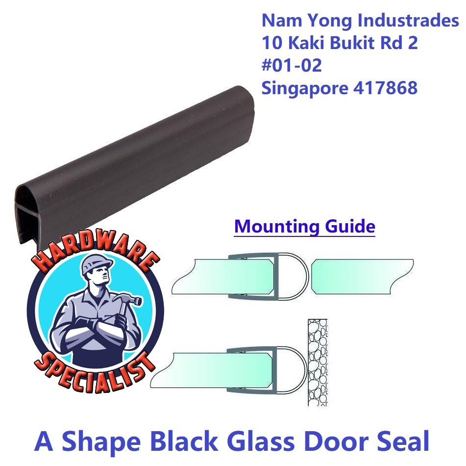 Hardware Specialist Bathroom A Shape Black Glass Door Seal_1