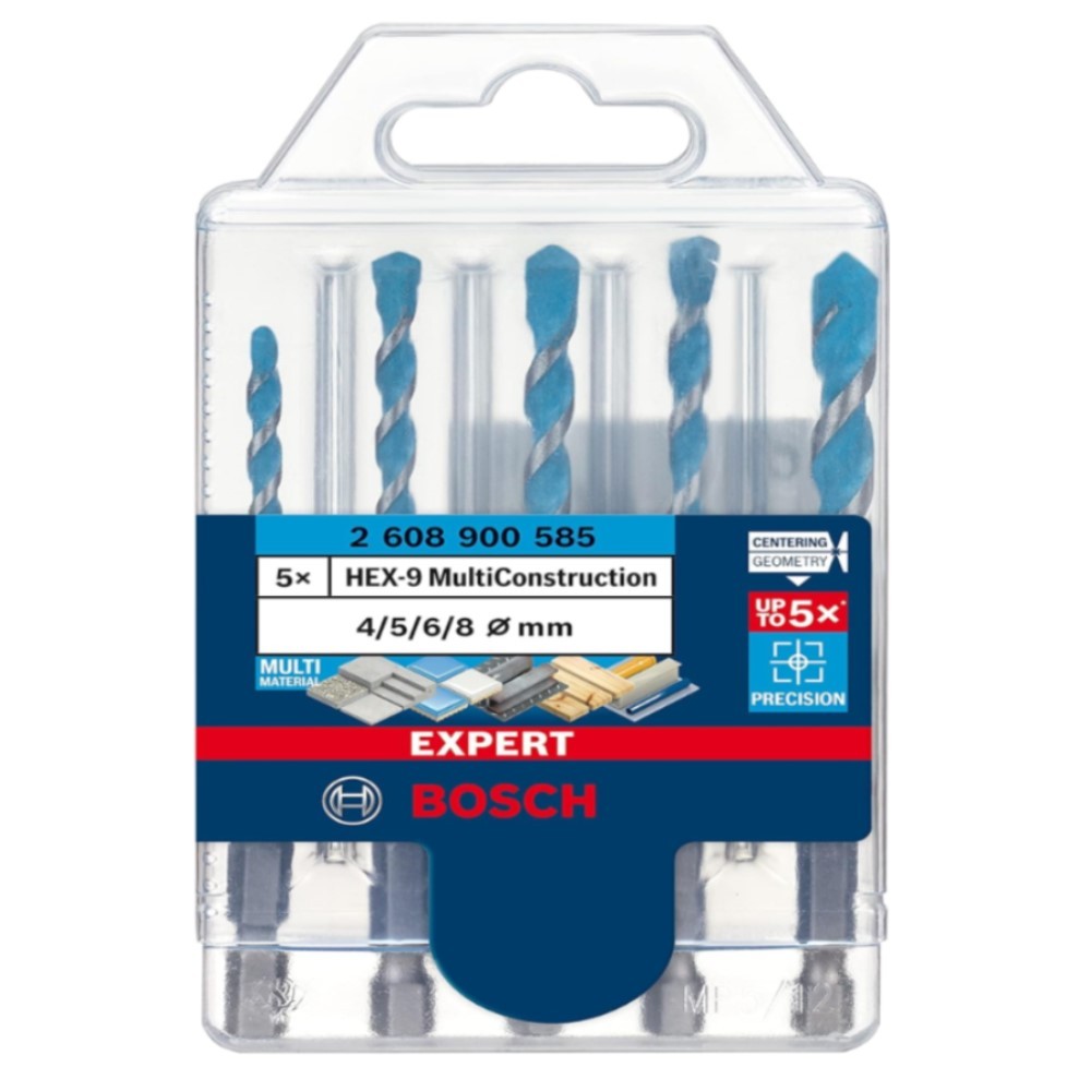 Bosch HEX-9 Expert 4-8 mm Multi Construction Drill Bit Set(Concrete/SoftWood/Plastic/SoftTiles)_1