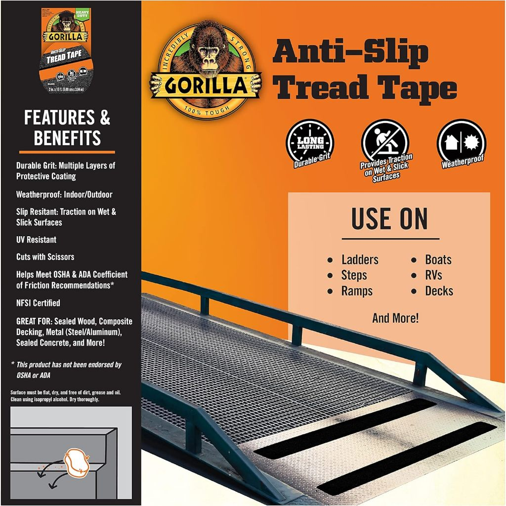 Gorilla Anti-Slip Tread Tape Black - 2 inch x 10 ft_5