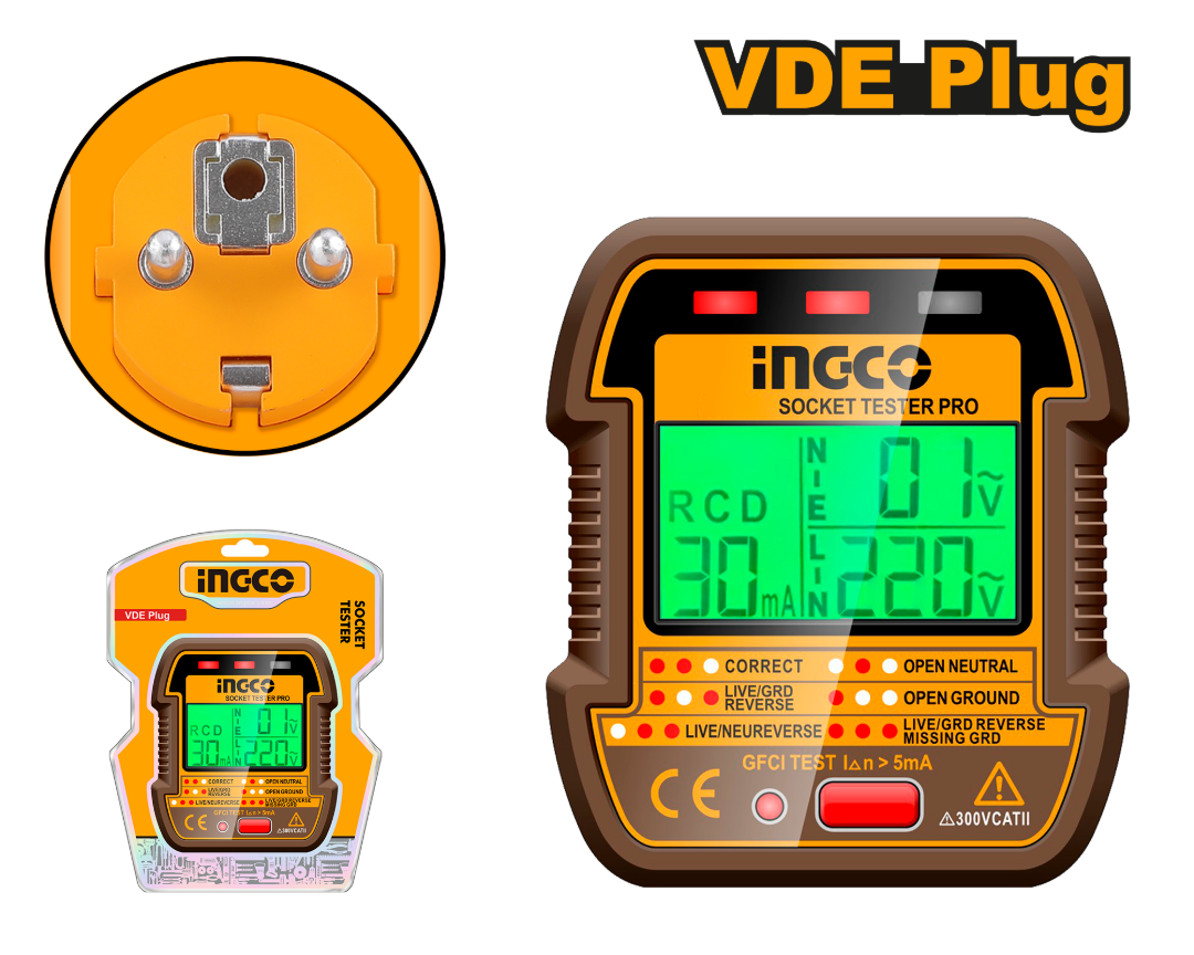 Ingco HESST30012 Electrician UK Plug Socket Tester_1