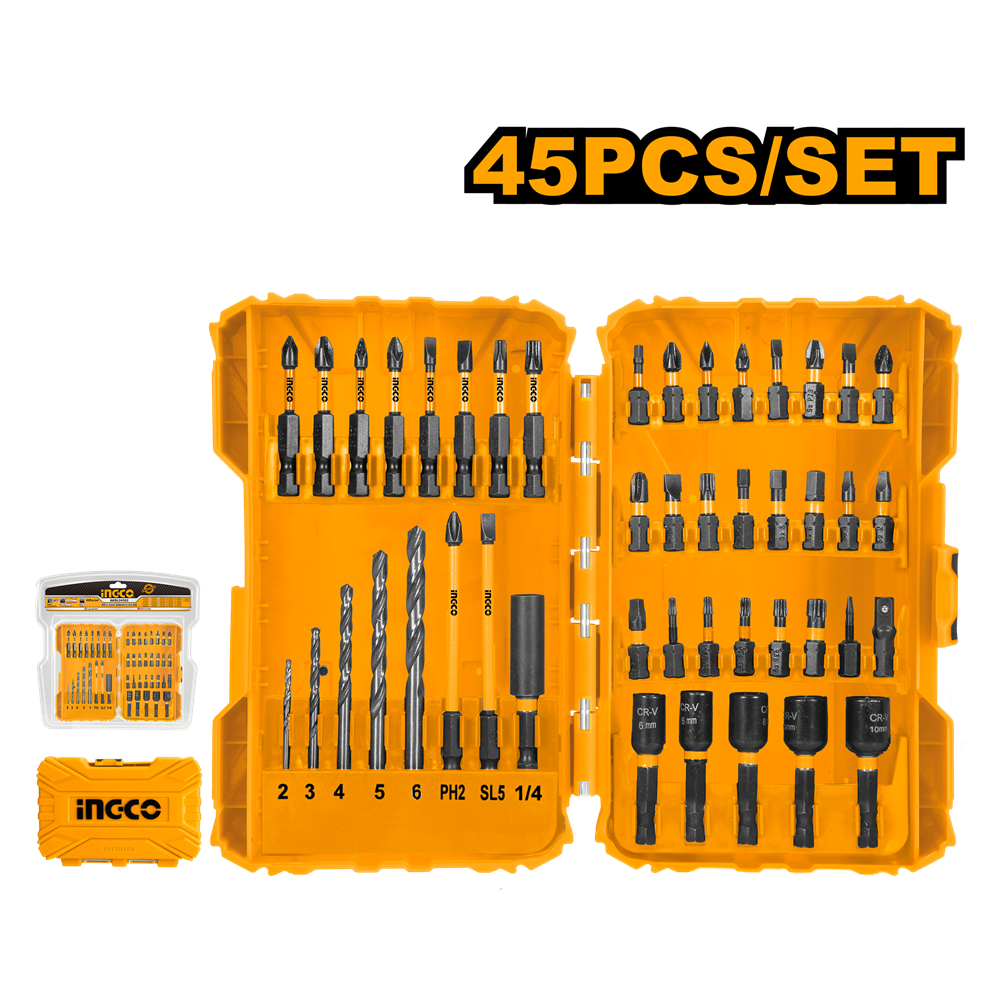 Ingco AKDL24502 45 Pieces Impact Screwdriver Bit Set_1