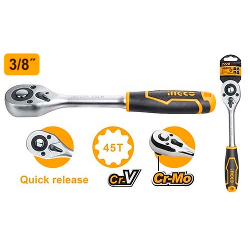 Ingco HRTH0838 3/8 Inch Drive Durable Steel Ratchet Wrench_1
